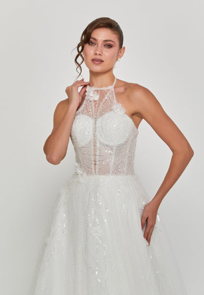 Sleeveless Maxi Tulle Regular Wedding Dress Unit Price: €240