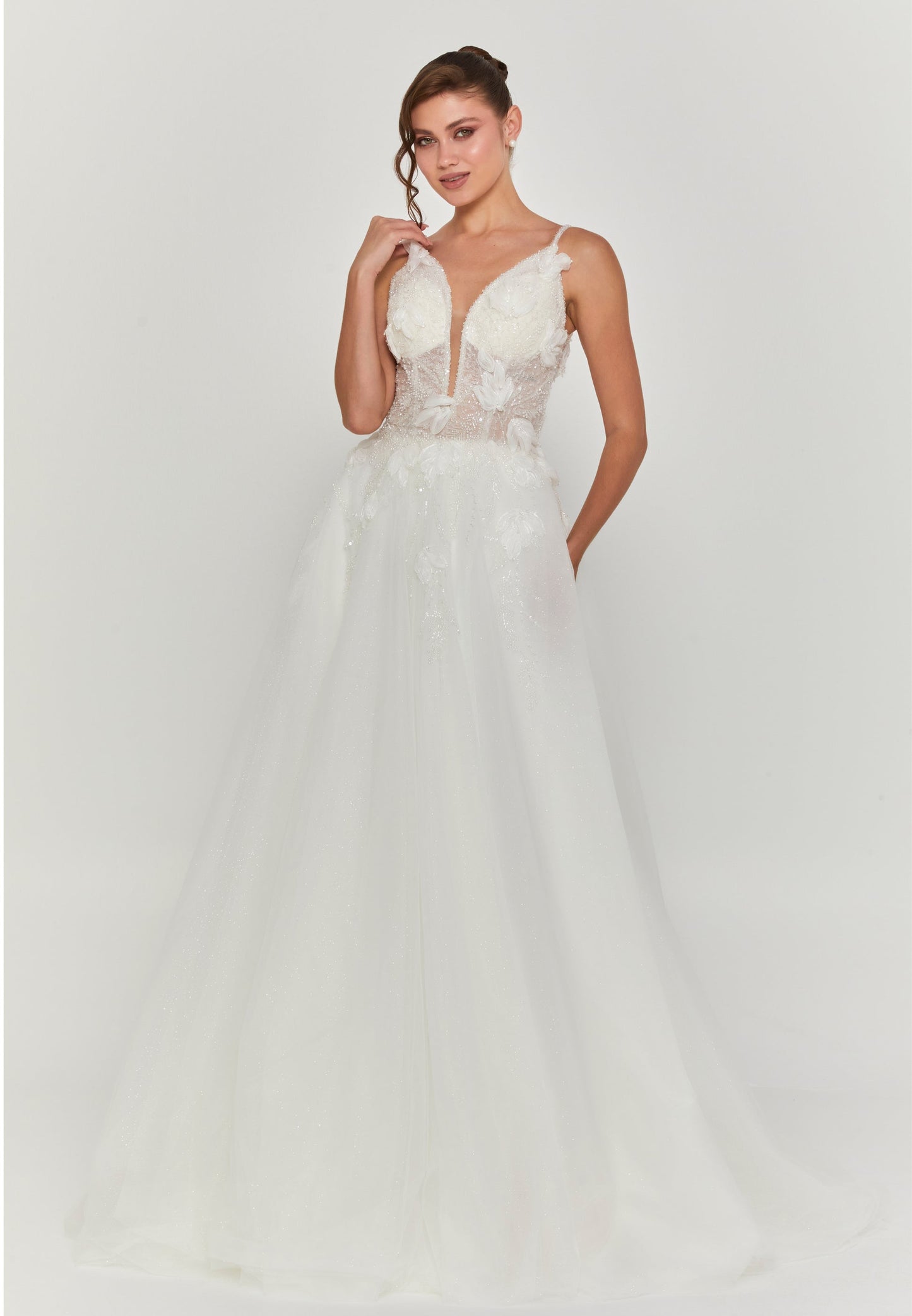 Sleeveless Maxi Tulle Regular Wedding Dress Unit Price: €240