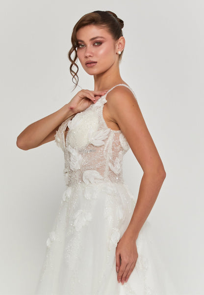 Sleeveless Maxi Tulle Regular Wedding Dress Unit Price: €240