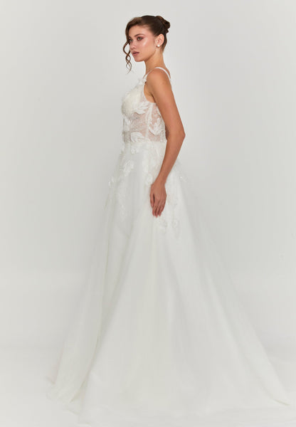 Sleeveless Maxi Tulle Regular Wedding Dress Unit Price: €240