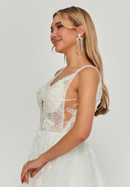 Sleeveless Maxi Tulle Regular Wedding Dress Unit Price: €220