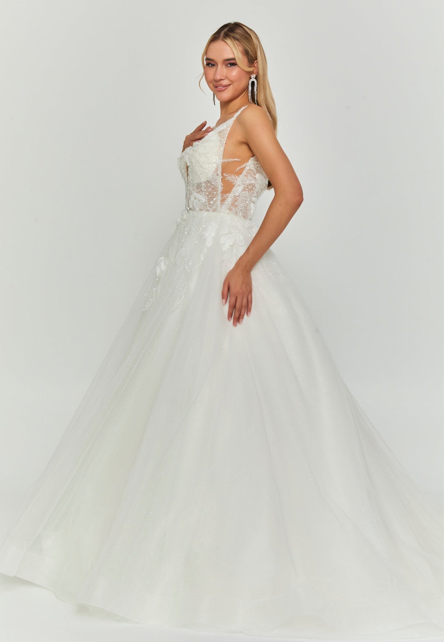 Sleeveless Maxi Tulle Regular Wedding Dress Unit Price: €220