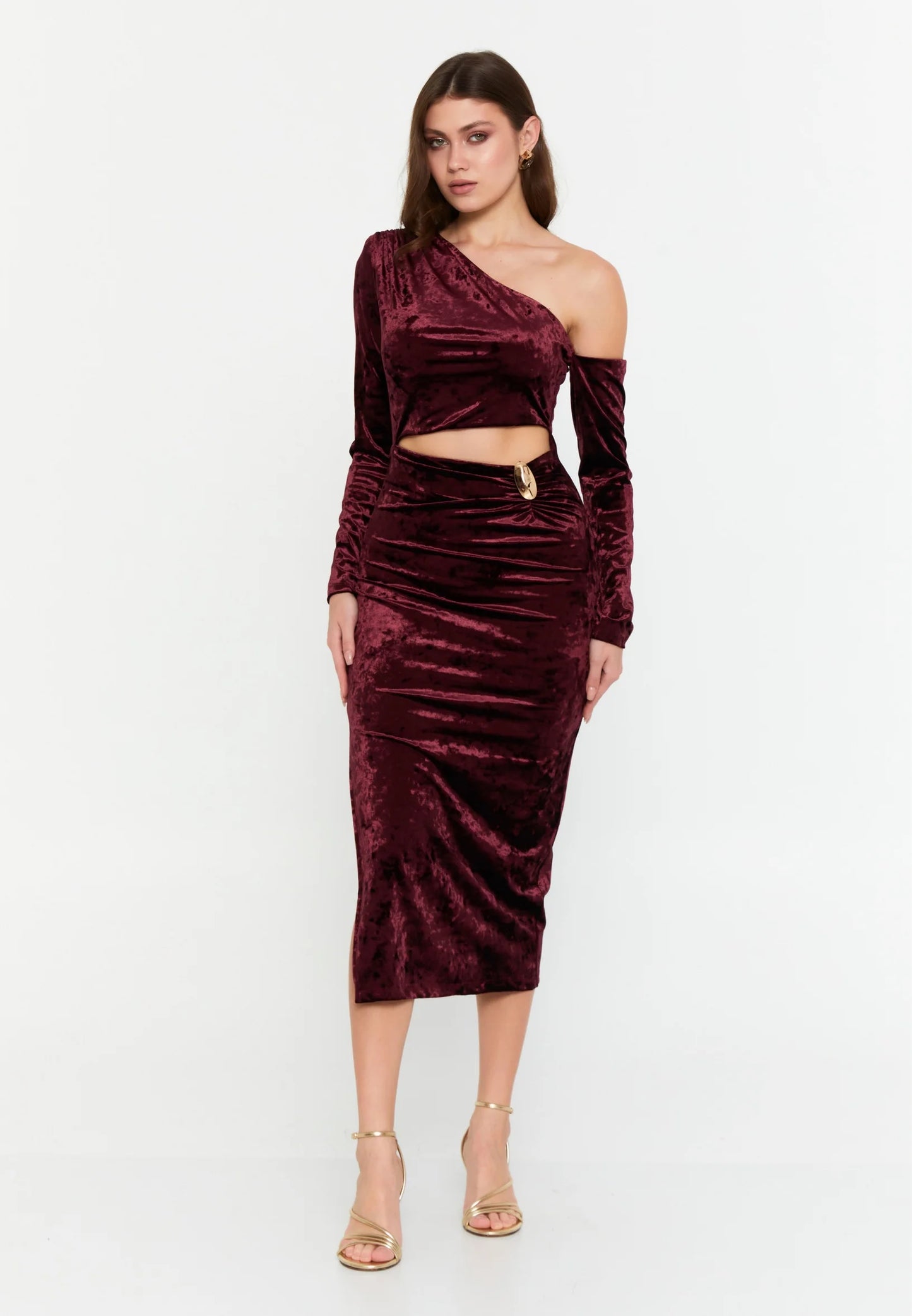 Long Sleeve Midi Velvet Column Regular Evening Dress Unit Price: €40