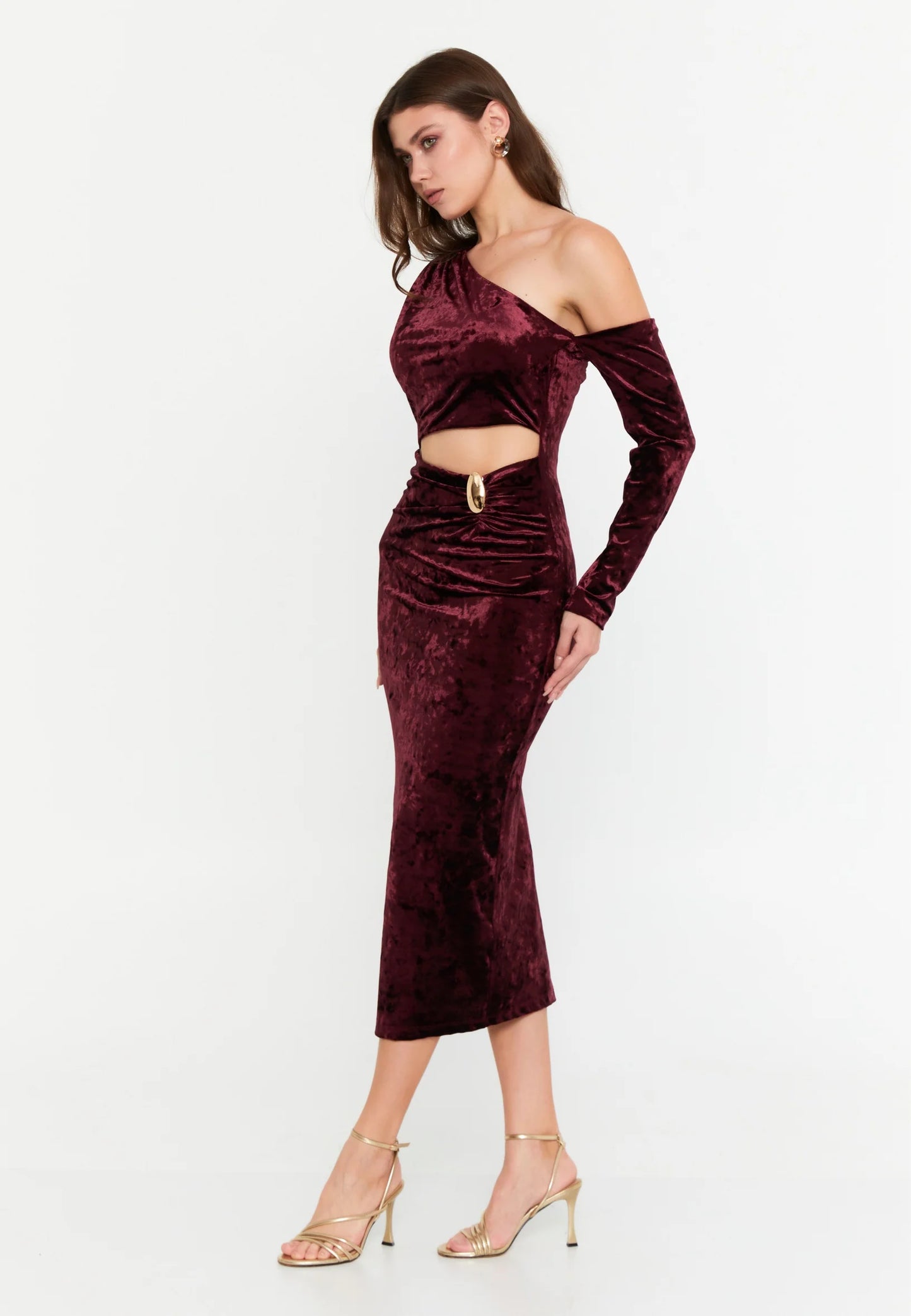 Long Sleeve Midi Velvet Column Regular Evening Dress Unit Price: €40