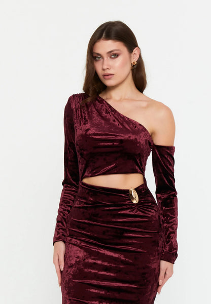Long Sleeve Midi Velvet Column Regular Evening Dress Unit Price: €40
