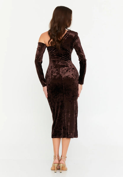 Long Sleeve Midi Velvet Column Regular Evening Dress Unit Price: €40