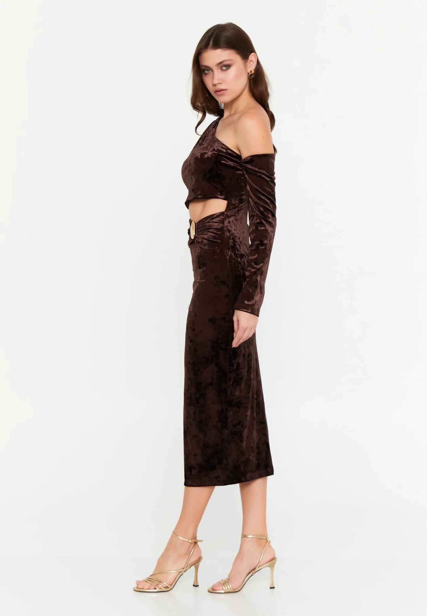 Long Sleeve Midi Velvet Column Regular Evening Dress Unit Price: €40