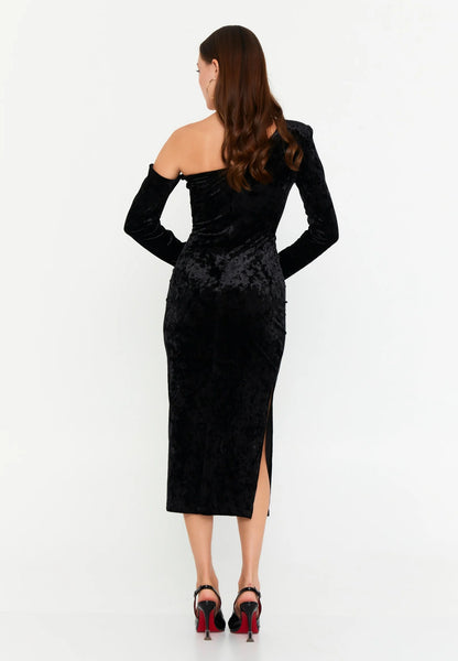 Long Sleeve Midi Velvet Column Regular Evening Dress Unit Price: €40