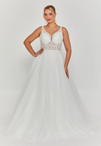 Sleeveless Maxi Tulle Plus Size Wedding Dress Unit Price: €320