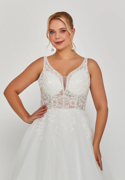 Sleeveless Maxi Tulle Plus Size Wedding Dress Unit Price: €320