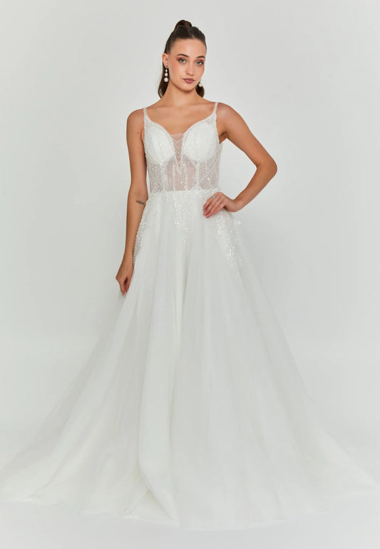 Sleeveless Maxi Tulle Regular Wedding Dress Unit Price: €290