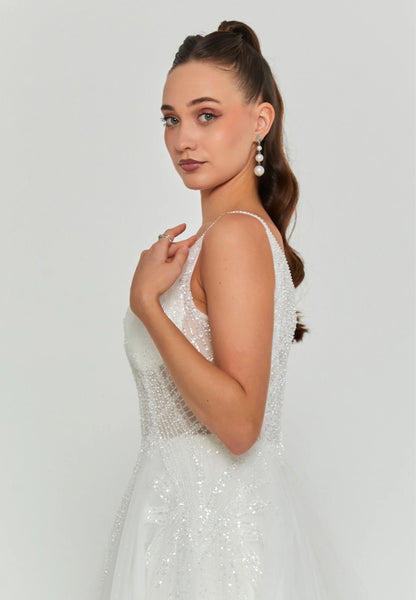 Sleeveless Maxi Tulle Regular Wedding Dress Unit Price: €290