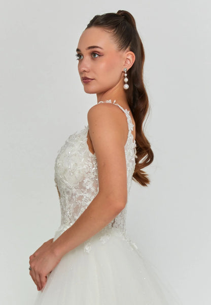 Sleeveless Maxi Tulle Regular Wedding Dress Unit Price: €290