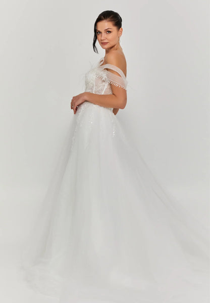 Off Shoulder Maxi Tulle Regular Wedding Dress Unit Price: €200