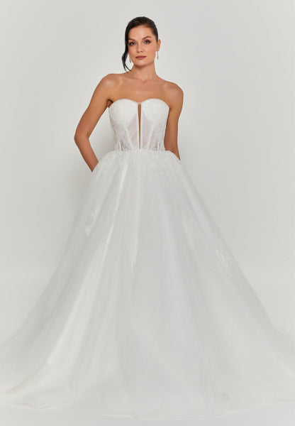 Strapless Maxi Tulle Regular Wedding Dress Unit Price: €195