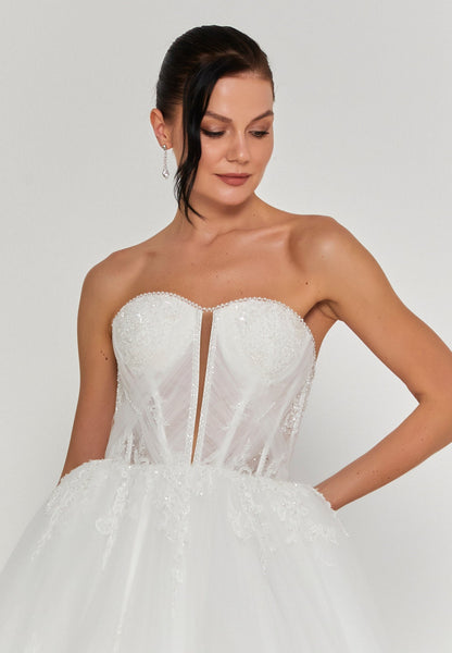 Strapless Maxi Tulle Regular Wedding Dress Unit Price: €195