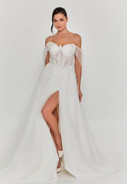 Off Shoulder Maxi Tulle Regular Wedding Dress Unit Price: €200
