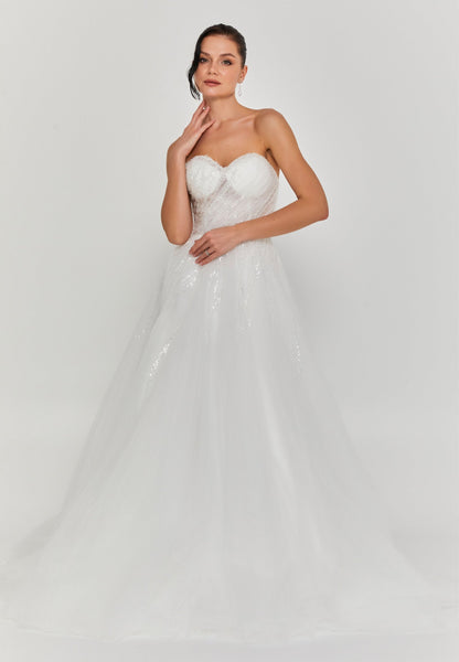 Strapless Maxi Tulle Regular Wedding Dress Unit Price: €335