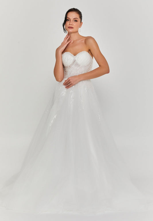 Strapless Maxi Tulle Regular Wedding Dress Unit Price: €335