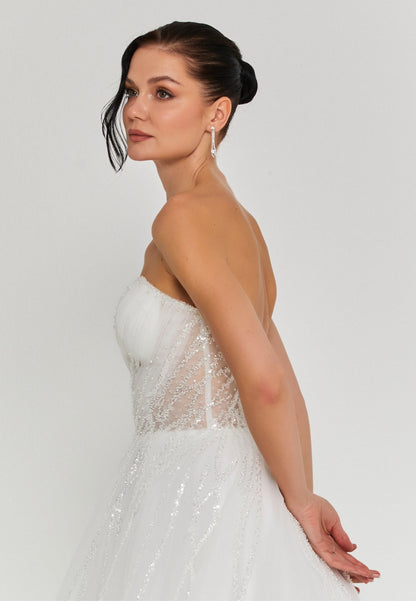 Strapless Maxi Tulle Regular Wedding Dress Unit Price: €335