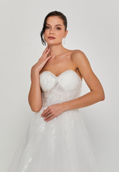 Strapless Maxi Tulle Regular Wedding Dress Unit Price: €335