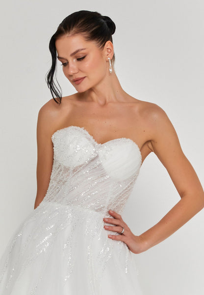 Strapless Maxi Tulle Regular Wedding Dress Unit Price: €335