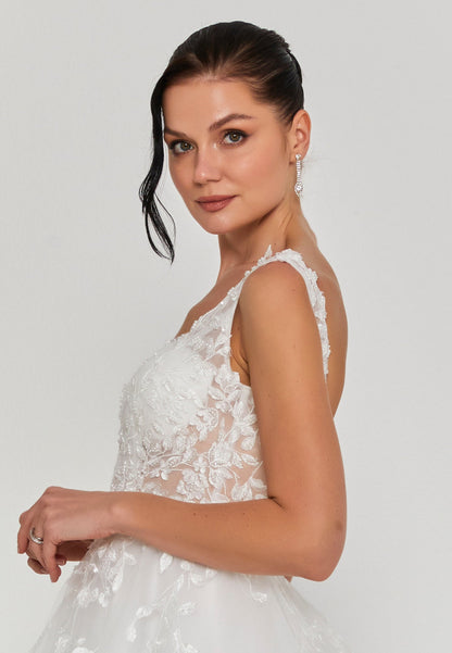 Sleeveless Maxi Tulle Regular Wedding Dress Unit Price: €335