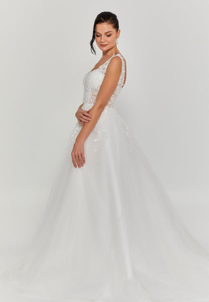 Sleeveless Maxi Tulle Regular Wedding Dress Unit Price: €335