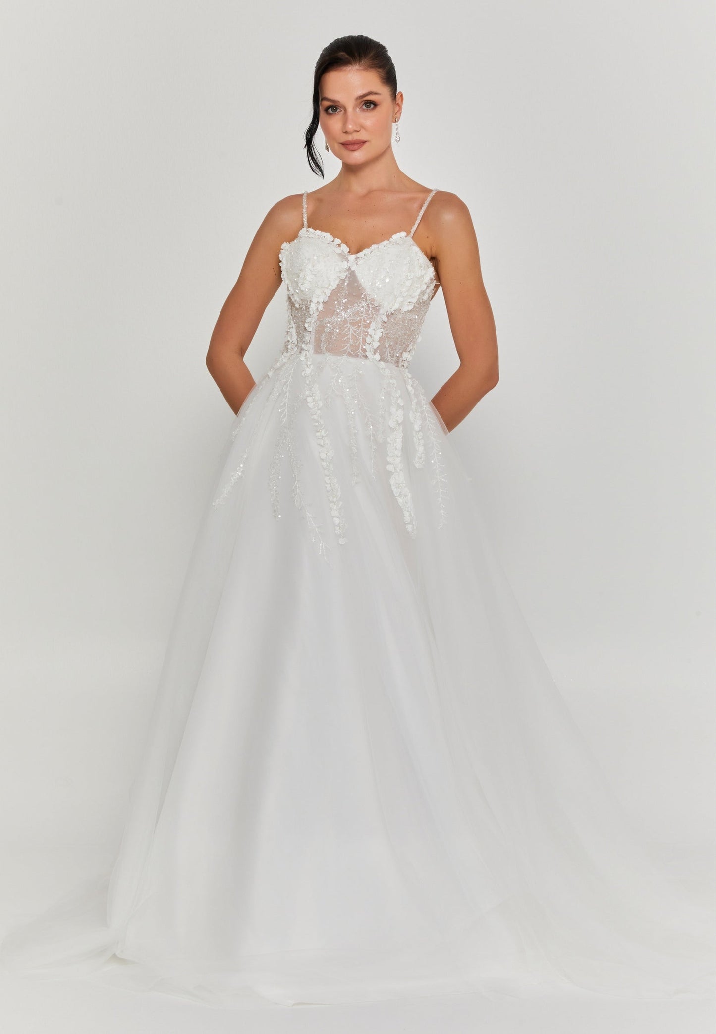 Sleeveless Maxi Tulle Regular Wedding Dress Unit Price: €335