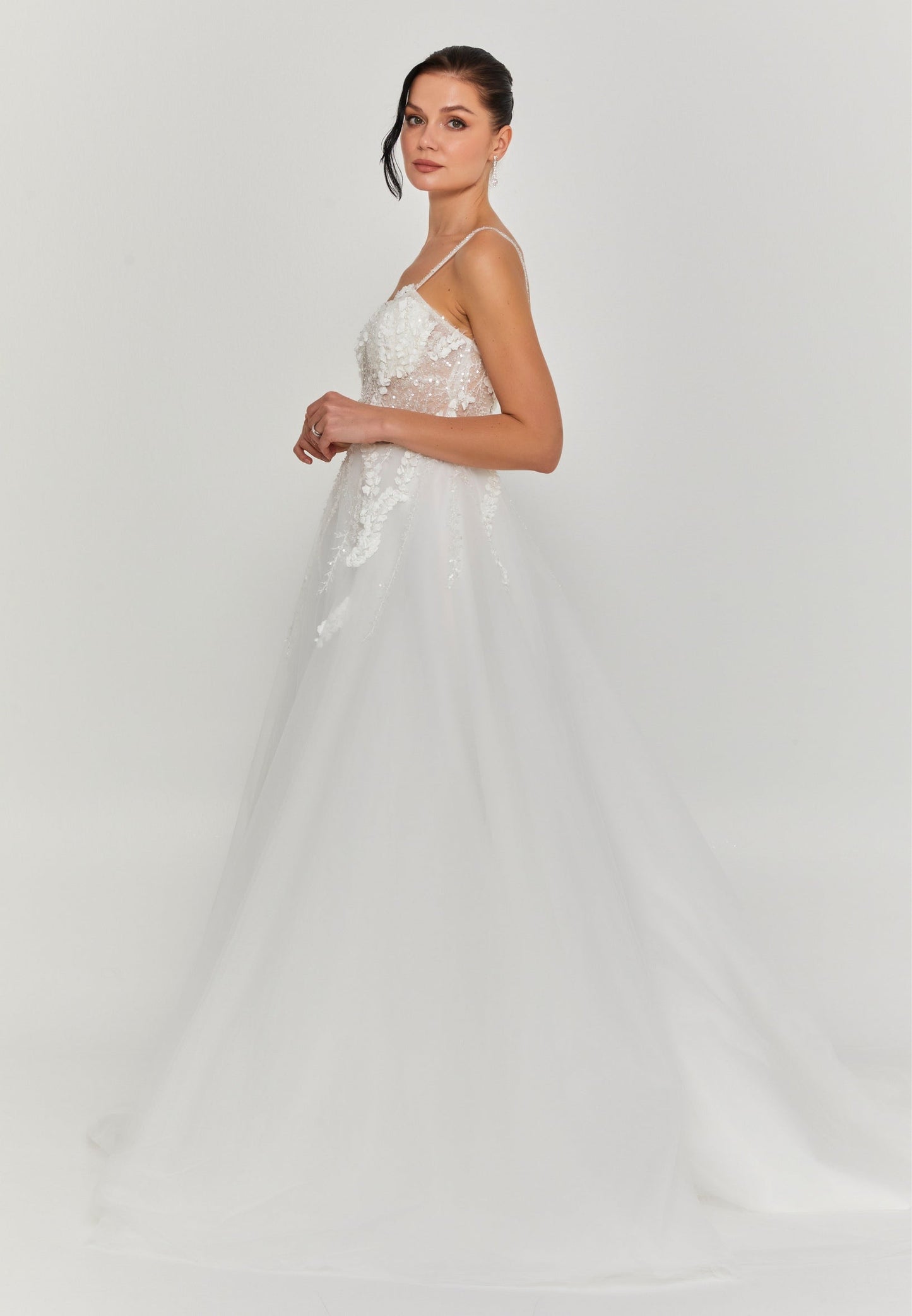 Sleeveless Maxi Tulle Regular Wedding Dress Unit Price: €335