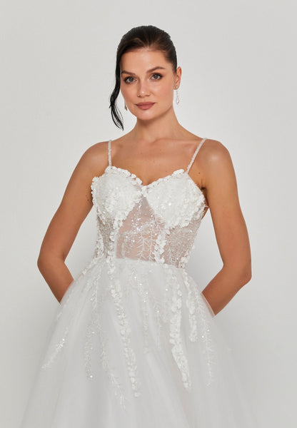 Sleeveless Maxi Tulle Regular Wedding Dress Unit Price: €335