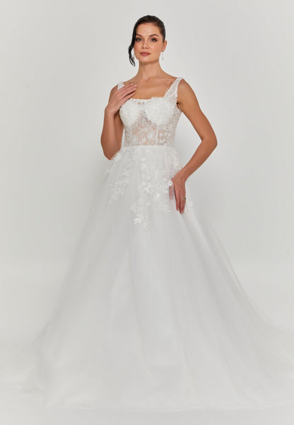 Sleeveless Maxi Tulle Regular Wedding Dress Unit Price: €335