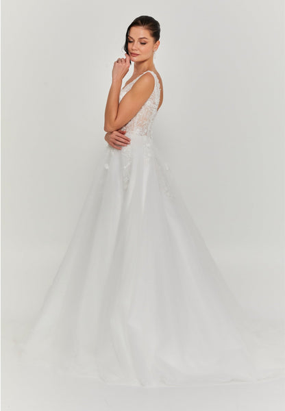 Sleeveless Maxi Tulle Regular Wedding Dress Unit Price: €335