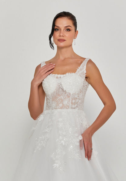 Sleeveless Maxi Tulle Regular Wedding Dress Unit Price: €335