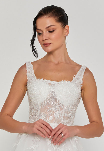 Sleeveless Maxi Tulle Regular Wedding Dress Unit Price: €335