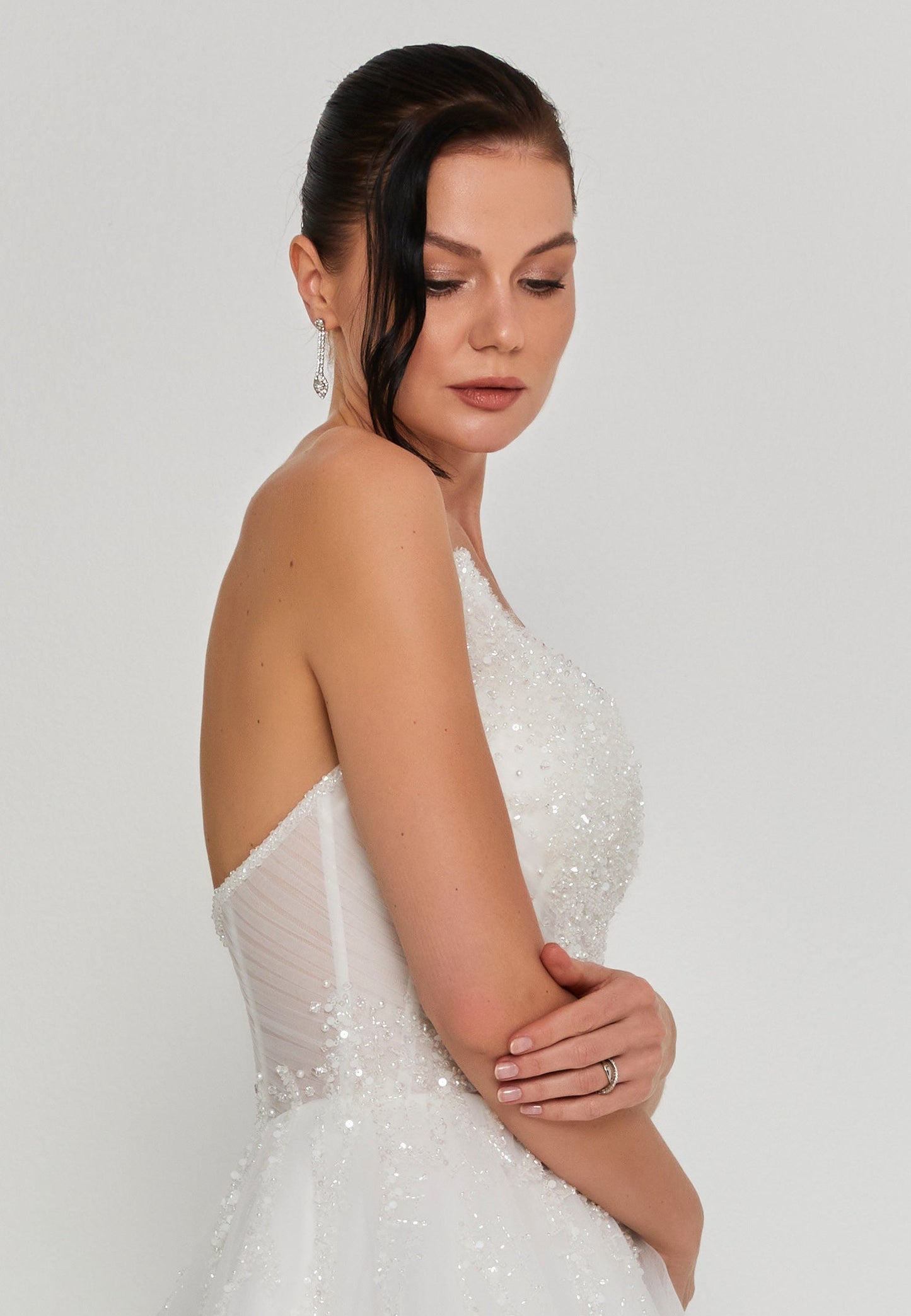 Strapless Maxi Tulle Regular Wedding Dress Unit Price: €335