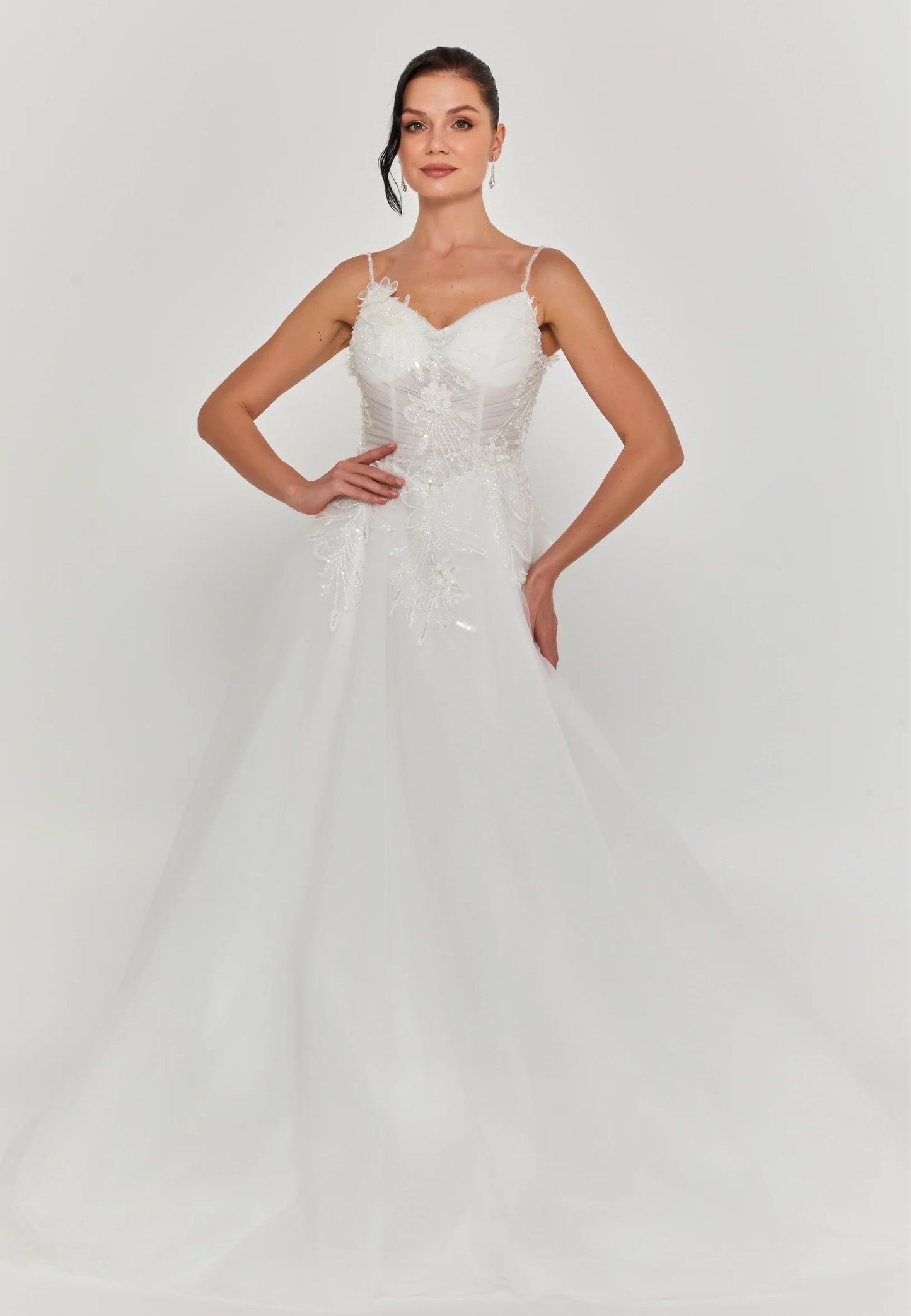 Sleeveless Maxi Tulle Regular Wedding Dress Unit Price: €340