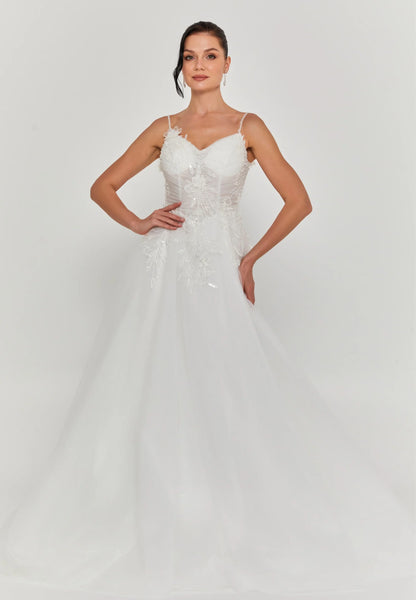 Sleeveless Maxi Tulle Regular Wedding Dress Unit Price: €340