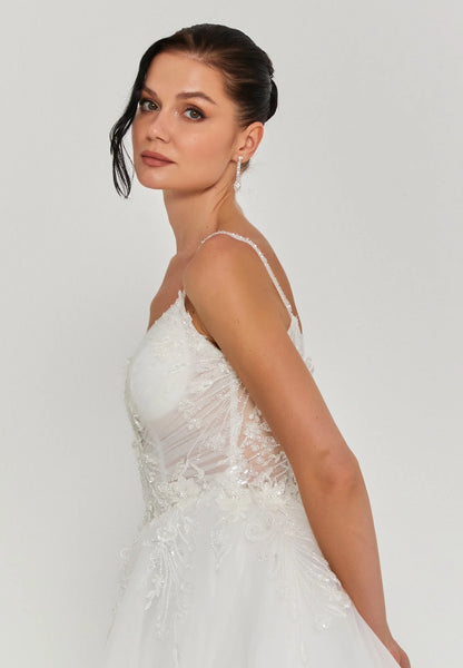 Sleeveless Maxi Tulle Regular Wedding Dress Unit Price: €340