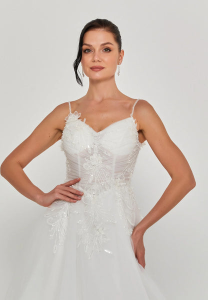 Sleeveless Maxi Tulle Regular Wedding Dress Unit Price: €340