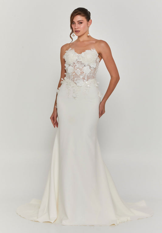 Strapless Maxi Polyester Regular Wedding Dress Unit Price: €300