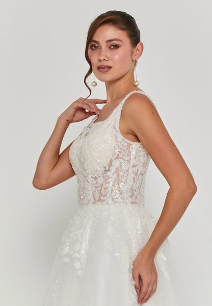 Sleeveless Maxi Tulle Regular Wedding Dress Unit Price: €240