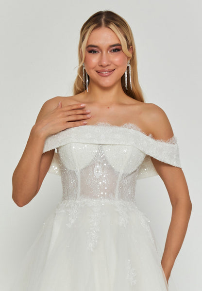 Off Shoulder Maxi Tulle Regular Wedding Dress Unit Price: €350