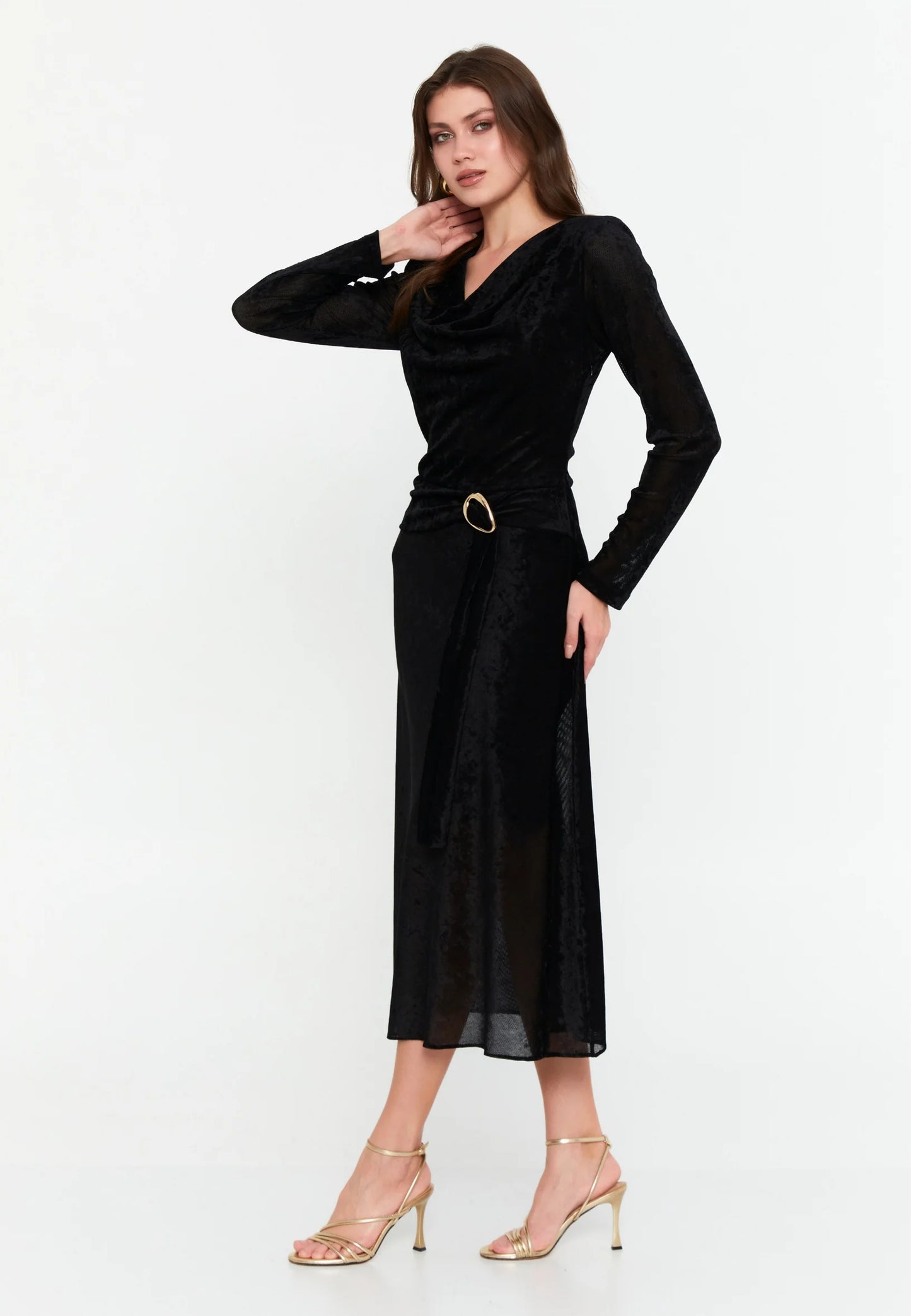 Long Sleeve Midi Velvet Column Regular Evening Dress Unit Price: €43