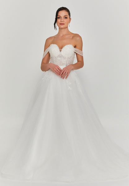 Off Shoulder Maxi Tulle Regular Wedding Dress Unit Price: €200