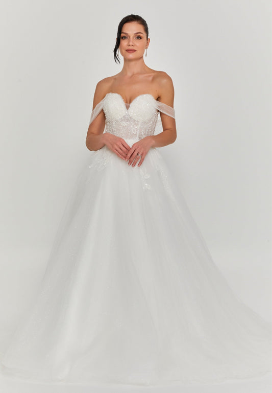 Off Shoulder Maxi Tulle Regular Wedding Dress Unit Price: €200