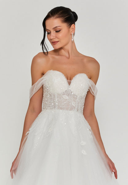 Off Shoulder Maxi Tulle Regular Wedding Dress Unit Price: €200