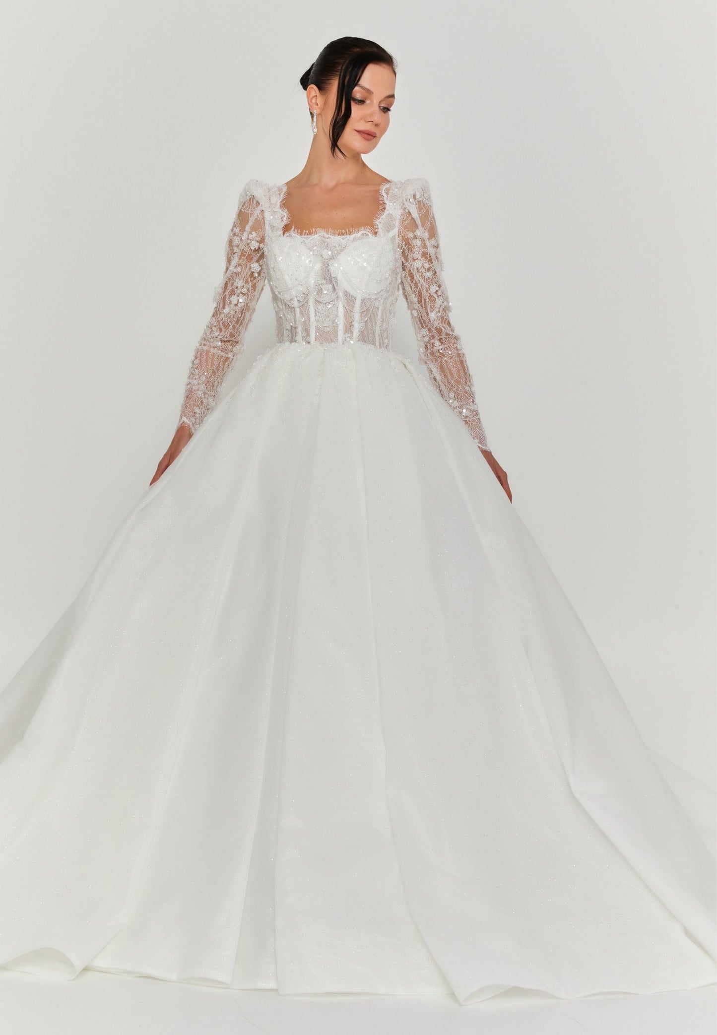 Long Sleeve Maxi Tulle Regular Wedding Dress Unit Price: €455