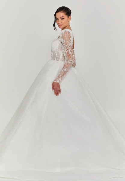 Long Sleeve Maxi Tulle Regular Wedding Dress Unit Price: €460