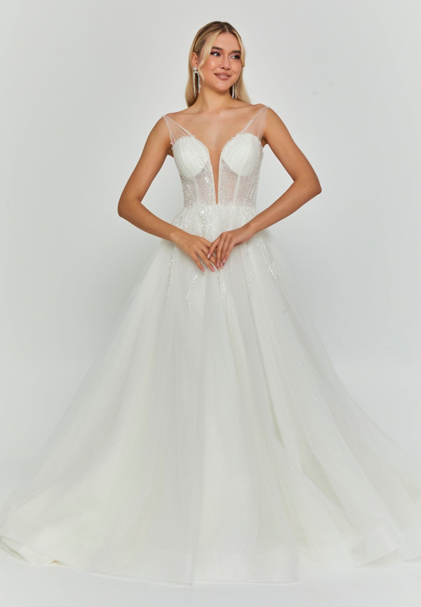 Sleeveless Maxi Tulle Regular Wedding Dress Unit Price: €220